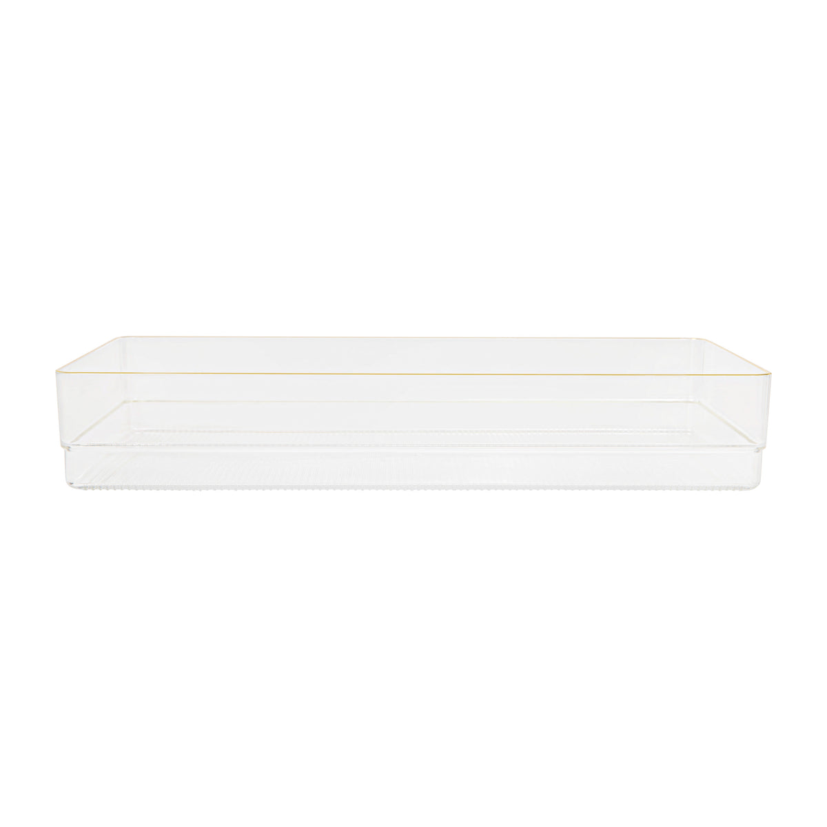 Set of 8 Plastic Stacking Desk Drawer Organizers with Gold Trim - 9 x 3