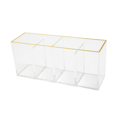 Kerry Plastic 4 Compartment Pen Holder Office Desktop Organizer with Metallic Trim - View 1