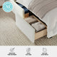 Queen |#| Queen Wingback Platform Storage Bed with 4 Side Storage Drawers in Off White