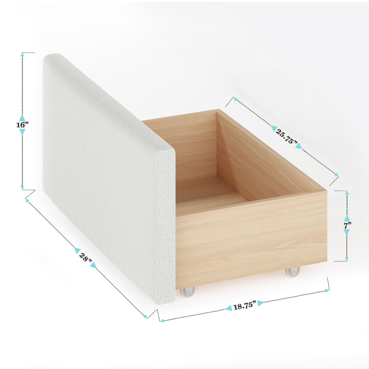 Queen |#| Queen Wingback Platform Storage Bed with 4 Side Storage Drawers in Off White