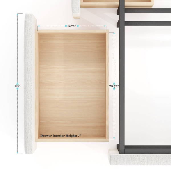 Queen |#| Queen Wingback Platform Storage Bed with 4 Side Storage Drawers in Off White