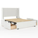 Queen |#| Queen Wingback Platform Storage Bed with 4 Side Storage Drawers in Off White