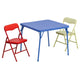 Multi-Color |#| Kids Colorful 3 Piece Folding Table and Chair Set - Kids Padded Game Table