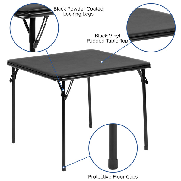 Black |#| Kids Black 3 Piece Folding Table and Chair Set - Kids Activity Table Set