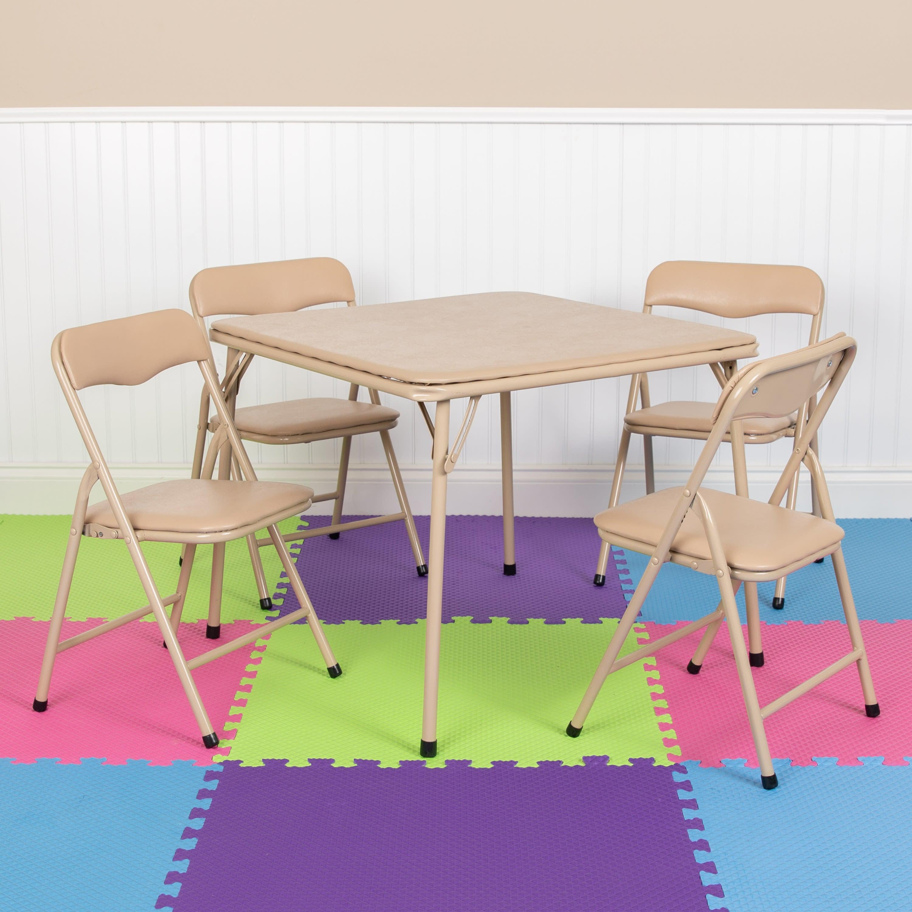 Flash furniture kids colorful 5 piece folding table and chair set clearance