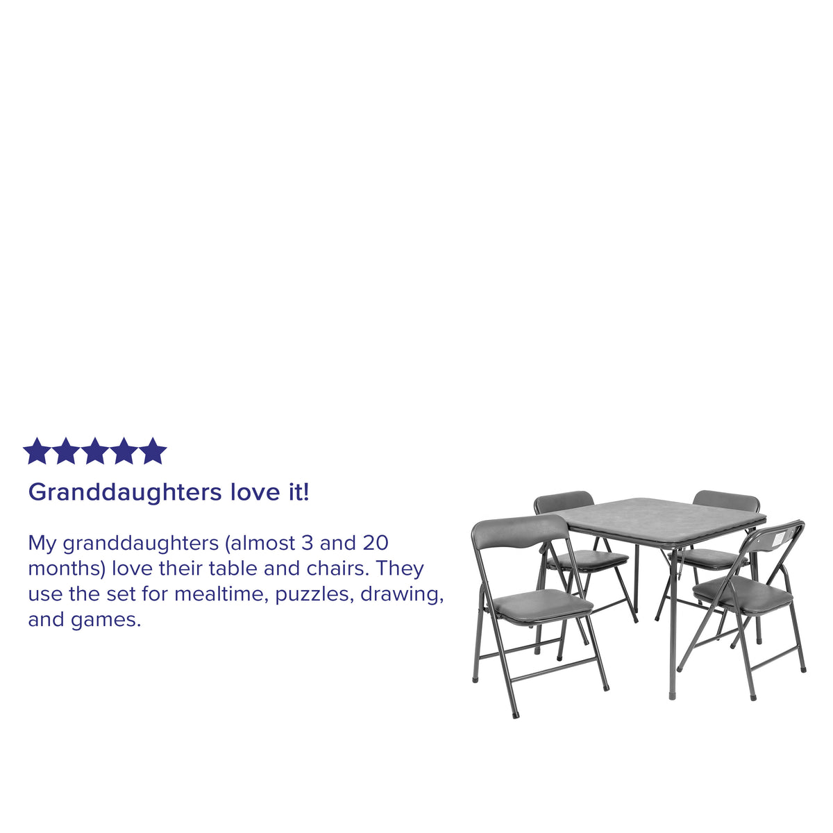 Gray |#| Kids Gray 5 Piece Folding Activity Table and Chair Set for Home & Daycare