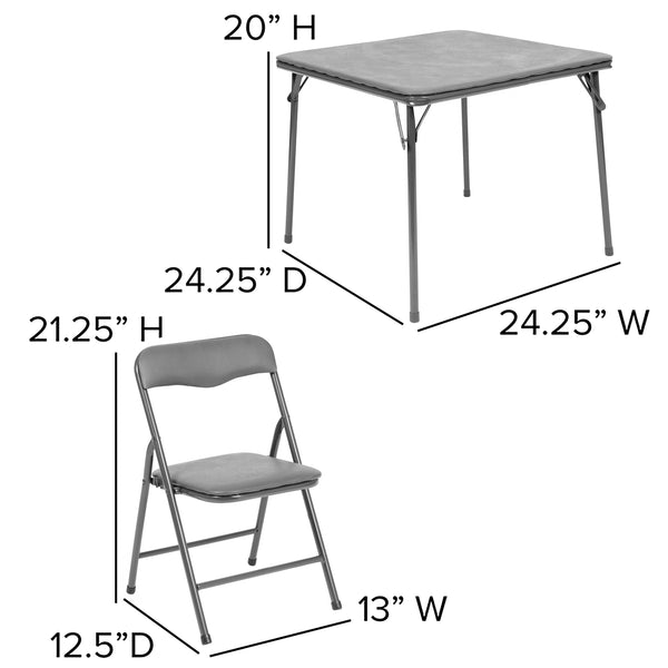 Gray |#| Kids Gray 5 Piece Folding Activity Table and Chair Set for Home & Daycare