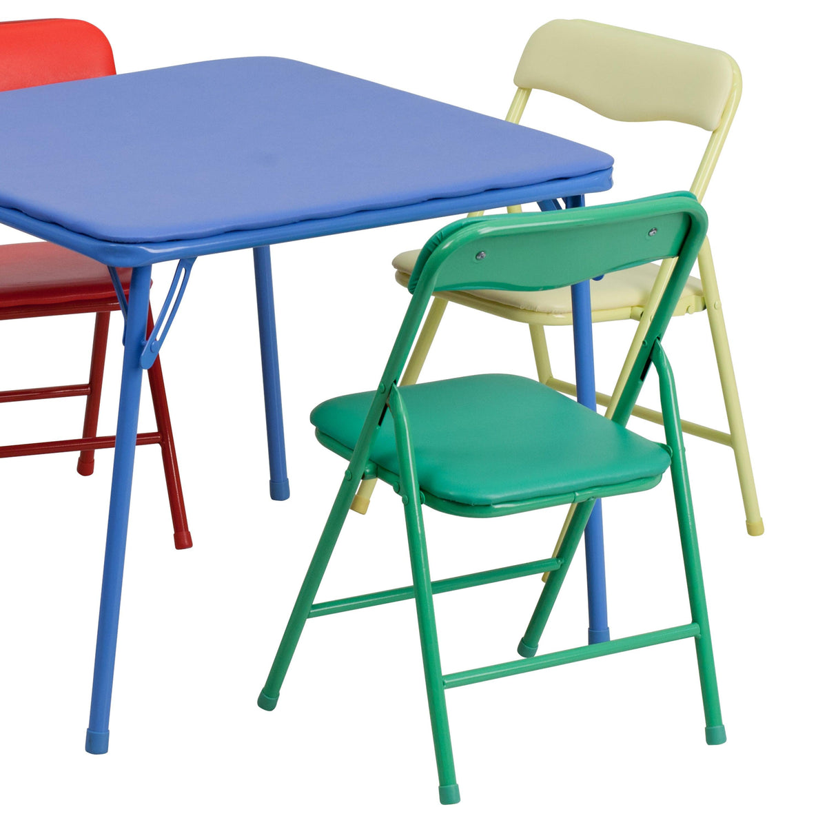 Multi-Color |#| Kids Colorful 5 Piece Padded Folding Table and Chair Set - Kids Game Table