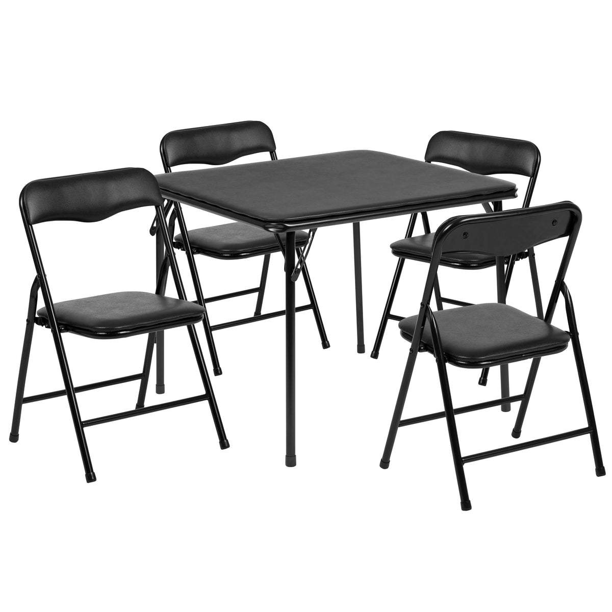 Black |#| Kids Black 5 Piece Folding Table and Chair Set - Kids Activity Table Set