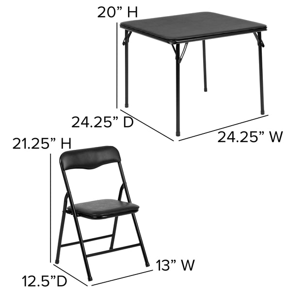 Black |#| Kids Black 5 Piece Folding Table and Chair Set - Kids Activity Table Set