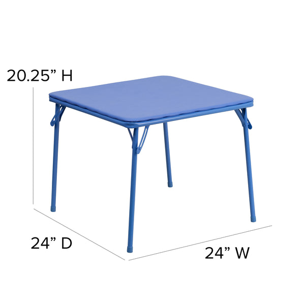 Blue |#| Kids Blue Folding Table with Vinyl Upholstered Table Top - Game Table