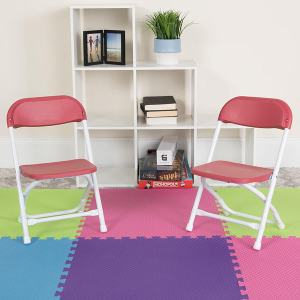 Burgundy |#| Kids Burgundy Plastic Folding Chair with Textured Seat - Preschool Seating