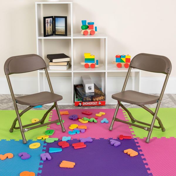 Brown |#| Kids Brown Plastic Folding Chair with Textured Seat - Preschool Seating