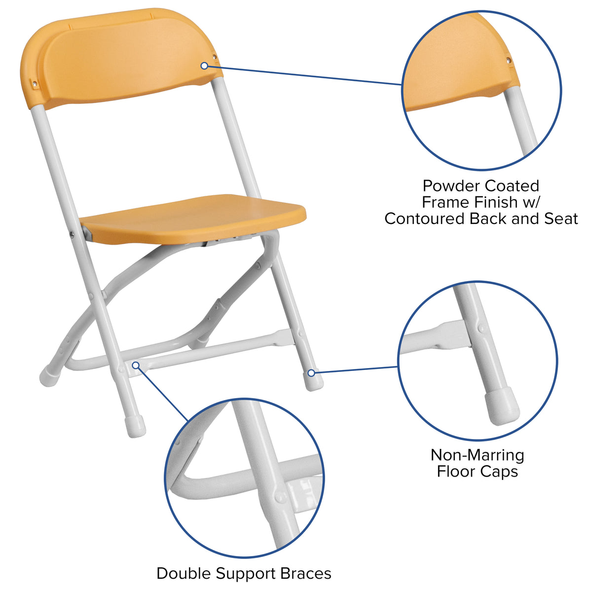 Yellow |#| Kids Yellow Plastic Folding Chair with Textured Seat - Preschool Seating