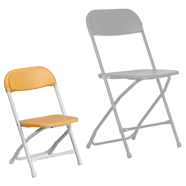 Yellow |#| Kids Yellow Plastic Folding Chair with Textured Seat - Preschool Seating