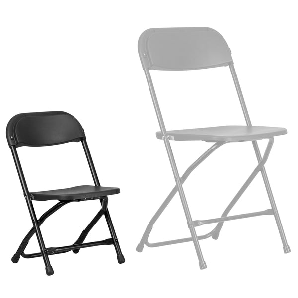 Black |#| Kids Black Plastic Folding Chair with Textured Seat - Preschool Seating