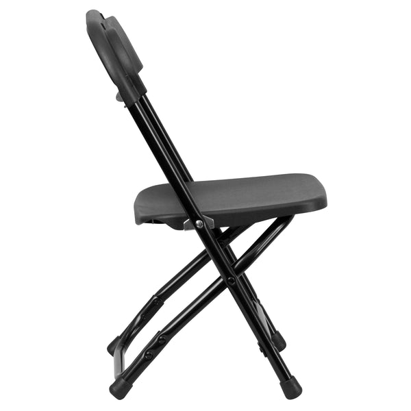 Black |#| Kids Black Plastic Folding Chair with Textured Seat - Preschool Seating