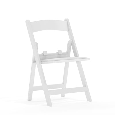 Kids White Resin Folding Chair with White Vinyl Padded Seat - View 1