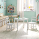 White |#| Kids 3 Piece Solid Hardwood Table and Chair Set for Playroom, Kitchen - White