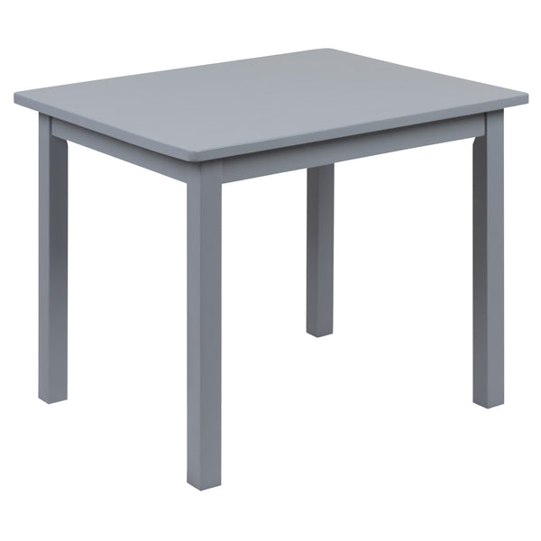Gray |#| Kids 3 Piece Solid Hardwood Table and Chair Set for Playroom, Kitchen - Gray