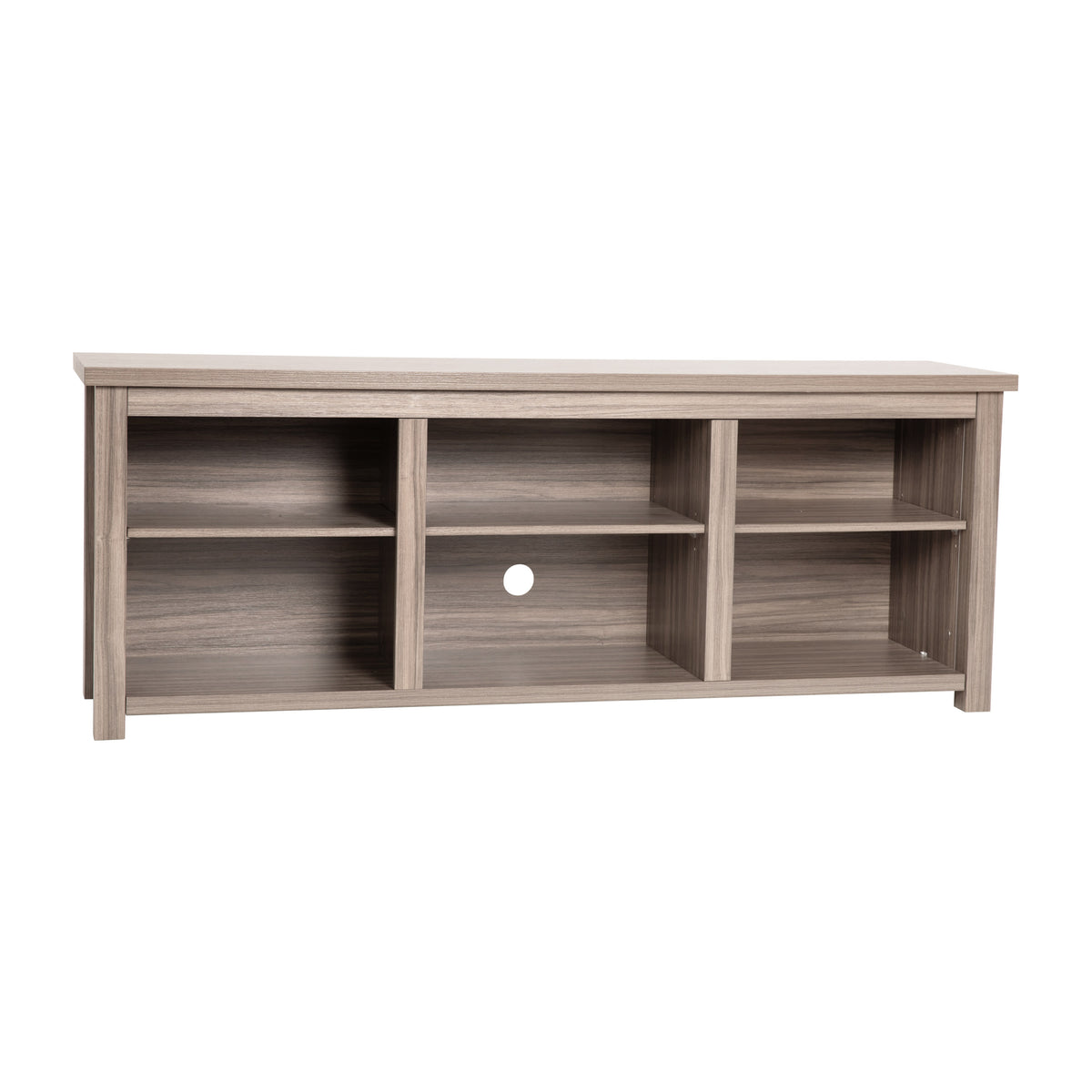 Gray Wash Oak |#| TV Stand up to 80inch TVs with 6 Open Storage Compartments in Gray Wash Oak Finish