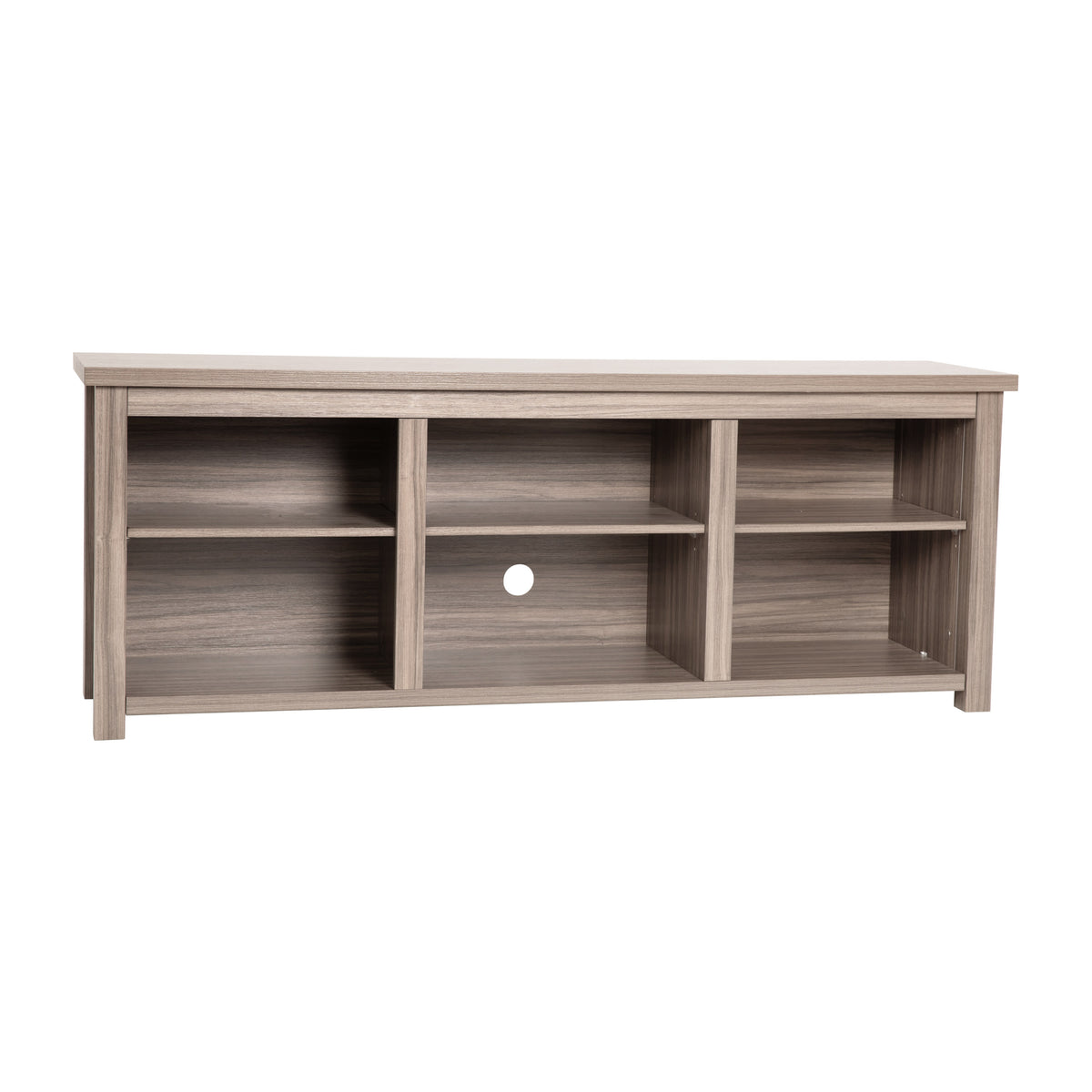 Gray Wash Oak |#| TV Stand up to 80" TVs with 6 Open Storage Compartments in Gray Wash Oak Finish
