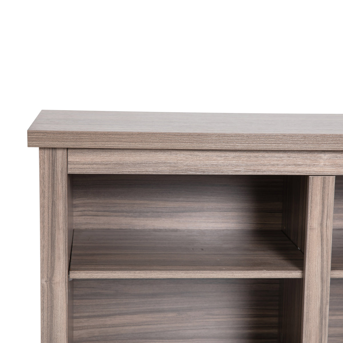Gray Wash Oak |#| TV Stand up to 80" TVs with 6 Open Storage Compartments in Gray Wash Oak Finish