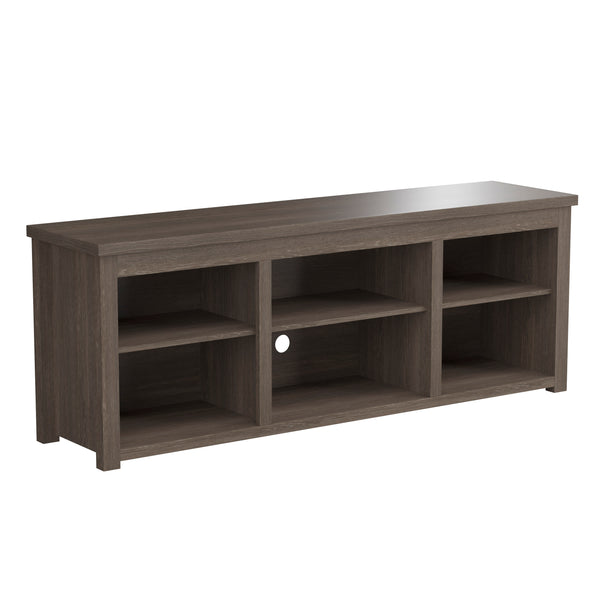 Espresso |#| TV Stand for up to 80" TVs with 6 Open Storage Compartments in Espresso Finish