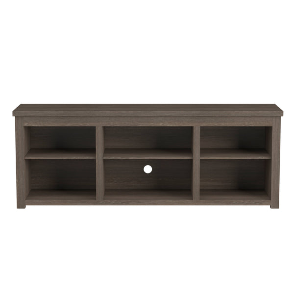 Espresso |#| TV Stand for up to 80" TVs with 6 Open Storage Compartments in Espresso Finish