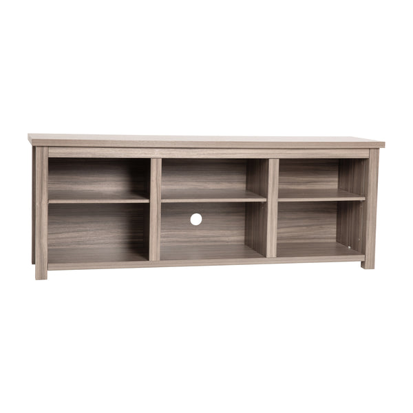 Gray Wash Oak |#| TV Stand up to 80" TVs with 6 Open Storage Compartments in Gray Wash Oak Finish