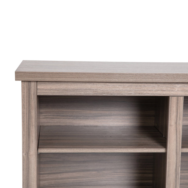 Gray Wash Oak |#| TV Stand up to 80" TVs with 6 Open Storage Compartments in Gray Wash Oak Finish