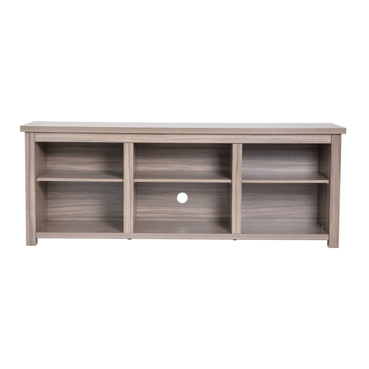Gray Wash Oak |#| TV Stand up to 80" TVs with 6 Open Storage Compartments in Gray Wash Oak Finish
