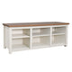 Walnut Top/White Frame |#| TV Stand for up to 80" TVs with 6 Open Storage Compartments in White/Walnut