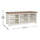 Walnut Top/White Frame |#| TV Stand for up to 80" TVs with 6 Open Storage Compartments in White/Walnut