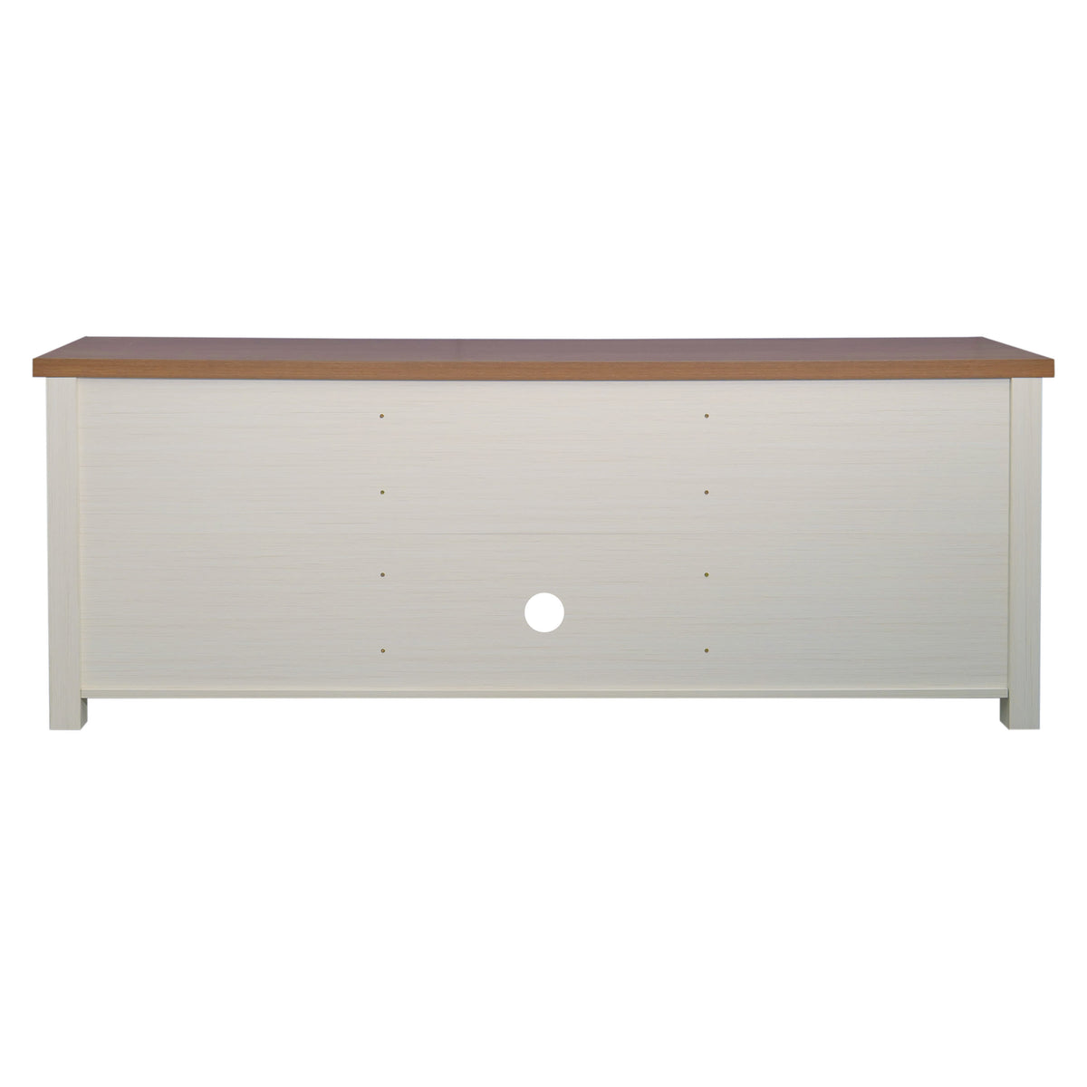 Walnut Top/White Frame |#| TV Stand for up to 80" TVs with 6 Open Storage Compartments in White/Walnut