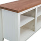 Walnut Top/White Frame |#| TV Stand for up to 80" TVs with 6 Open Storage Compartments in White/Walnut
