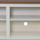 Walnut Top/White Frame |#| TV Stand for up to 80" TVs with 6 Open Storage Compartments in White/Walnut