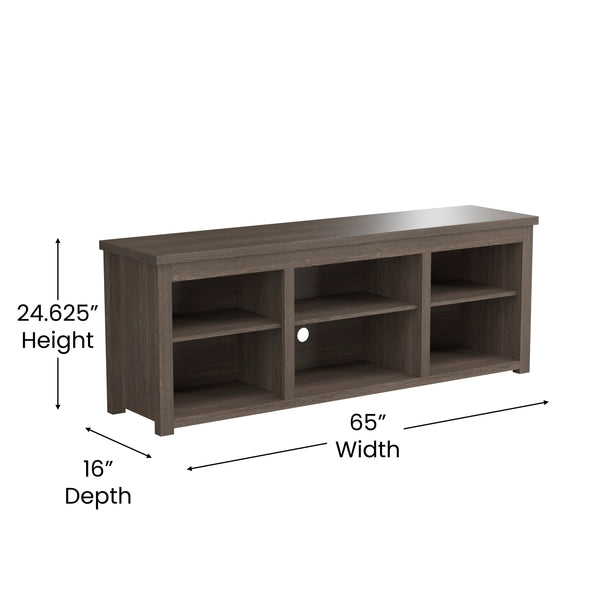 Espresso |#| TV Stand for up to 80" TVs with 6 Open Storage Compartments in Espresso Finish