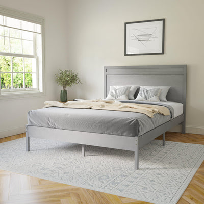 Kingston Solid Wood Platform Bed with Wooden Slats and Headboard, No Box Spring Needed