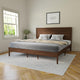 Brown,King |#| Solid Wood Platform Bed with Headboard and Wooden Slats in Brown - King