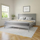 Gray,King |#| Solid Wood Platform Bed with Headboard and Wooden Slats in Gray - King