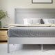 Gray,King |#| Solid Wood Platform Bed with Headboard and Wooden Slats in Gray - King