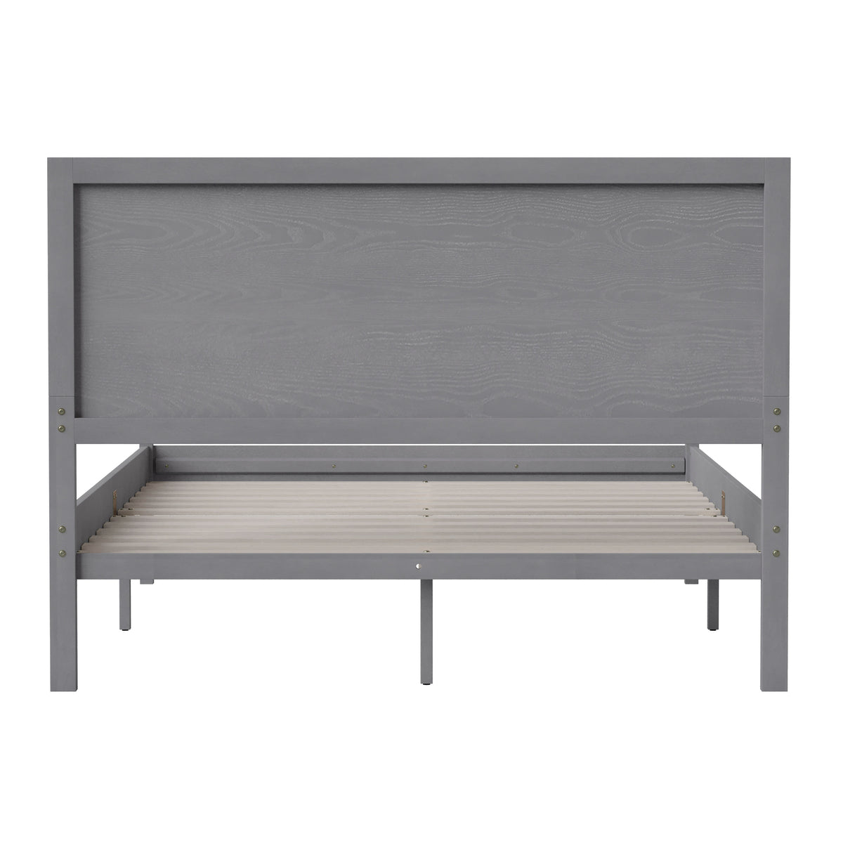 Gray,Full |#| Solid Wood Platform Bed with Headboard and Wooden Slats in Gray - Full