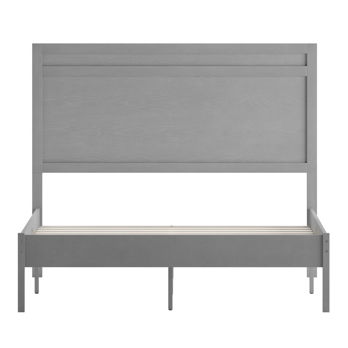 Gray,Full |#| Solid Wood Platform Bed with Headboard and Wooden Slats in Gray - Full