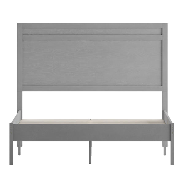 Gray,Full |#| Solid Wood Platform Bed with Headboard and Wooden Slats in Gray - Full