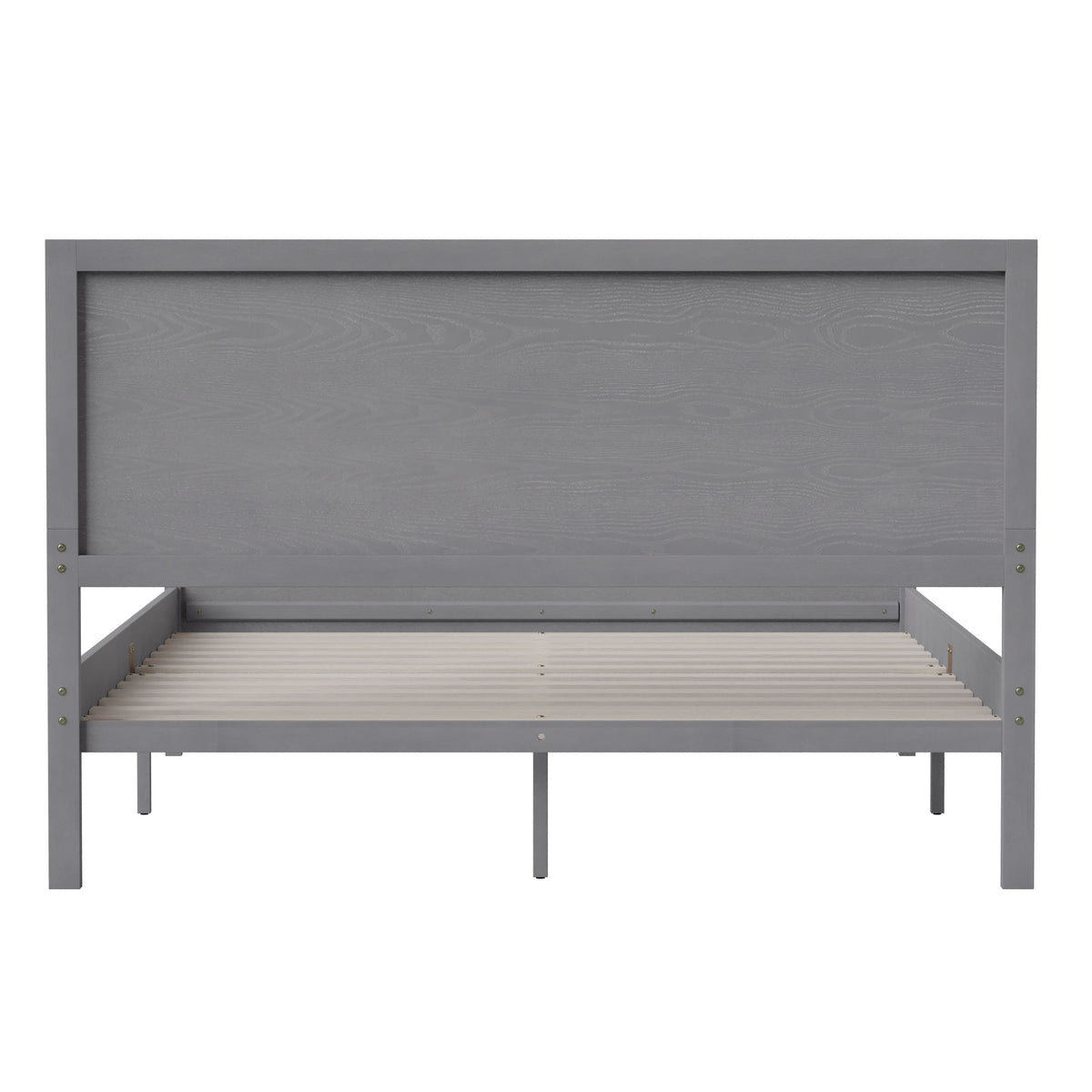 Gray,Queen |#| Solid Wood Platform Bed with Headboard and Wooden Slats in Gray - Queen