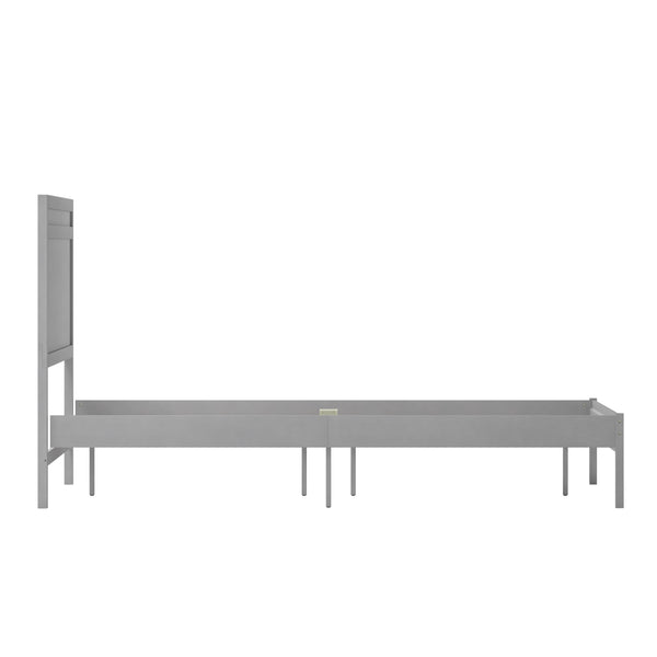 Gray,Queen |#| Solid Wood Platform Bed with Headboard and Wooden Slats in Gray - Queen