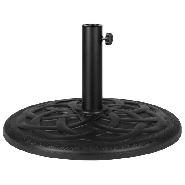 Gray |#| Bundled Set - Gray 9 FT Round Umbrella & Universal Black Cement Waterproof Base