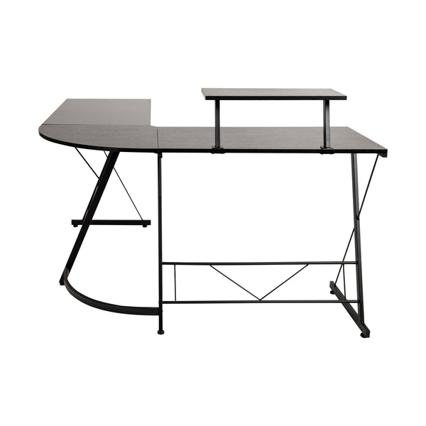 Black Top/Black Frame |#| L-Shaped Computer Black Desk, Gaming Desk, Home Office Desk, Black Frame