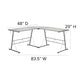 Clear Top/Silver Frame |#| L-Shaped Computer Corner Glass Desk, Gaming Desk, Home Office Corner Desk, Clear